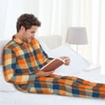 thumbnail image 6 of Uemuo Warm Orange Plaid Pattern 2-Piece Loungewear Set - Men’s Soft Sleepwear, Cozy Winter PJs, Comfy Sleep Set-Medium, 6 of 7