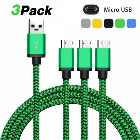EEEKit 3Pcs 3 Feet Nylon Braided Micro USB Charging Sync Data Cable Charger Cord for Android Phones, Samsung Galaxy S7 S6/Note (Best Usb Cable Brand)