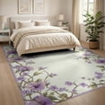 thumbnail image 3 of ODIKA 8'x10' Washable Area Rug Purple Fuzzy Botanical Sprigs Circle Delicate Vine Border Frame for King Size Bedroom Under Bed, Master Suite, Non-Shedding, Easy Care, 3 of 7