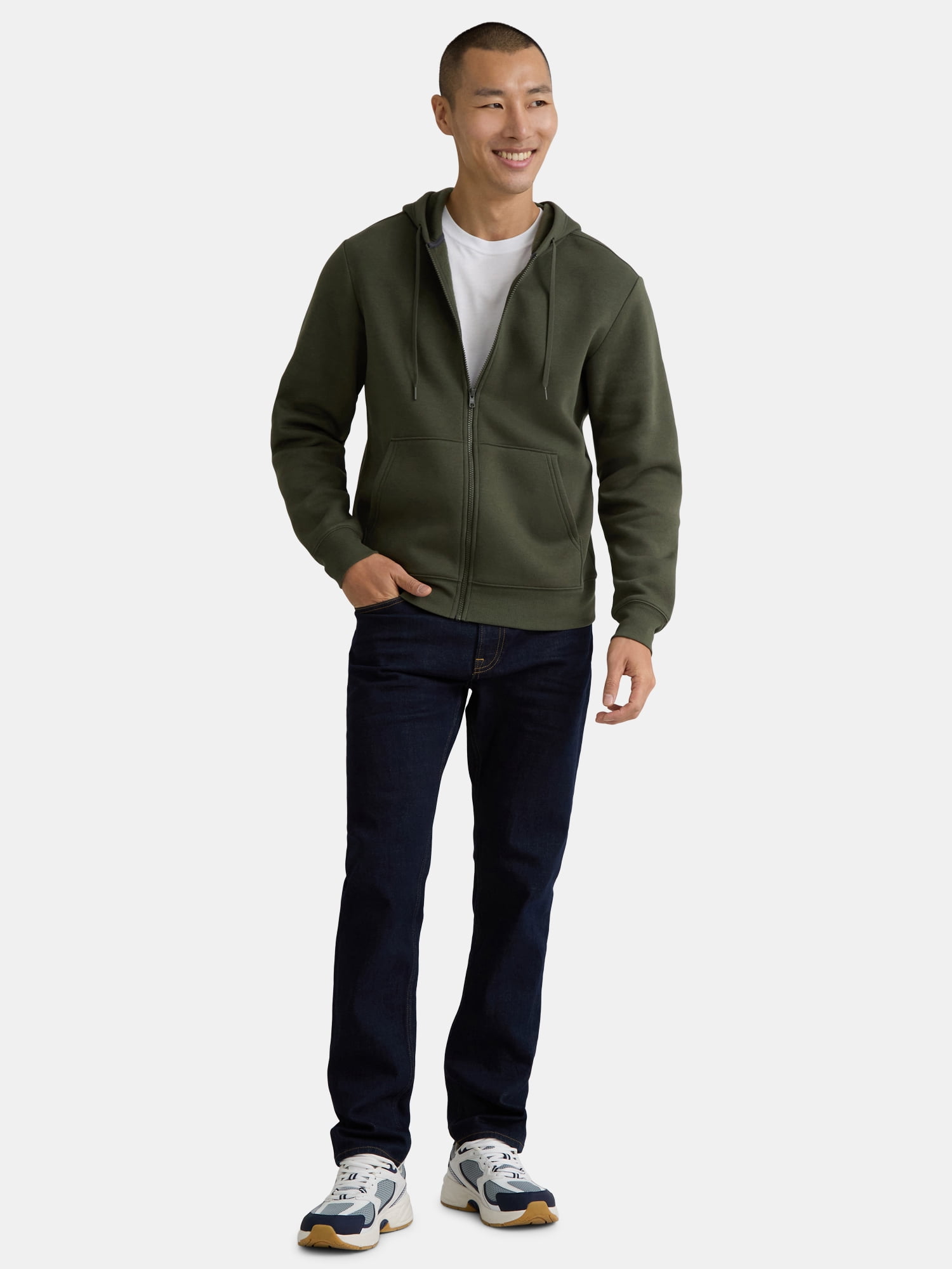 Athletic Works Men's and Big Men's Zip Up Fleece Hoodie Sweatshirt, Sizes S-5XLT