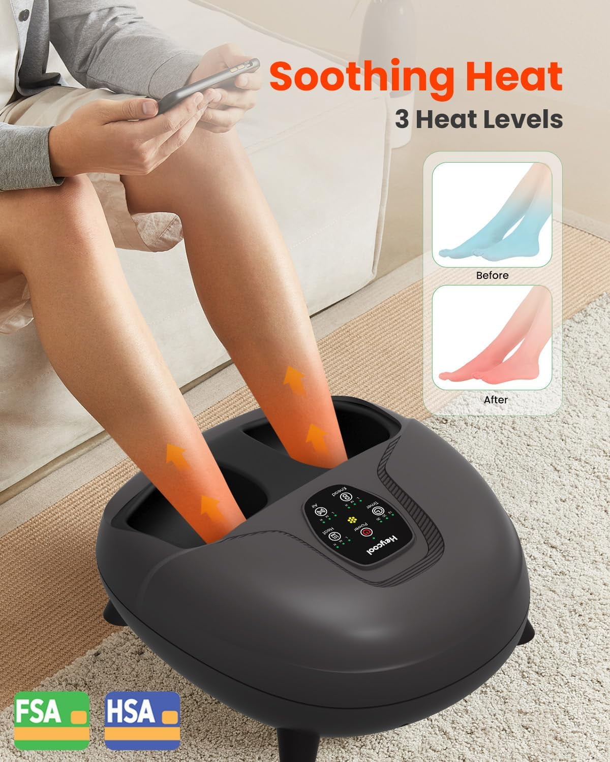 2026 Upgrade  Eligible HSA Foot Massager, Shiatsu  with Heat and Compression for Plantar Fasciitis Neuropathy