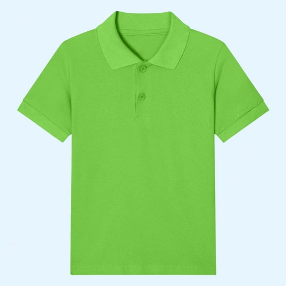 Hrsba Kids Casual T Shirt Unisex Collared Short Sleeve Summer Casual Solid Color Top Gentle Feel Airy Wear for Daily Activities