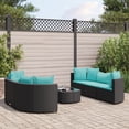 thumbnail image 1 of vidaXL 7 Piece Garden Sofa Set with Cushions Black Poly Rattan, 1 of 5