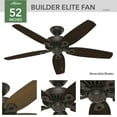 thumbnail image 3 of Hunter - Builder Indoor/Outdoor Ceiling Fan, 52-inch, New Bronze, Traditional-style, 3-speed WhisperWind Motor, 53292, for porches, patios, sunrooms, bathrooms, 3 of 14
