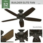 Hunter - Builder Indoor/Outdoor Ceiling Fan, 52-inch, New Bronze, Traditional-style, 3-speed WhisperWind Motor, 53292, for porches, patios, sunrooms, bathrooms
