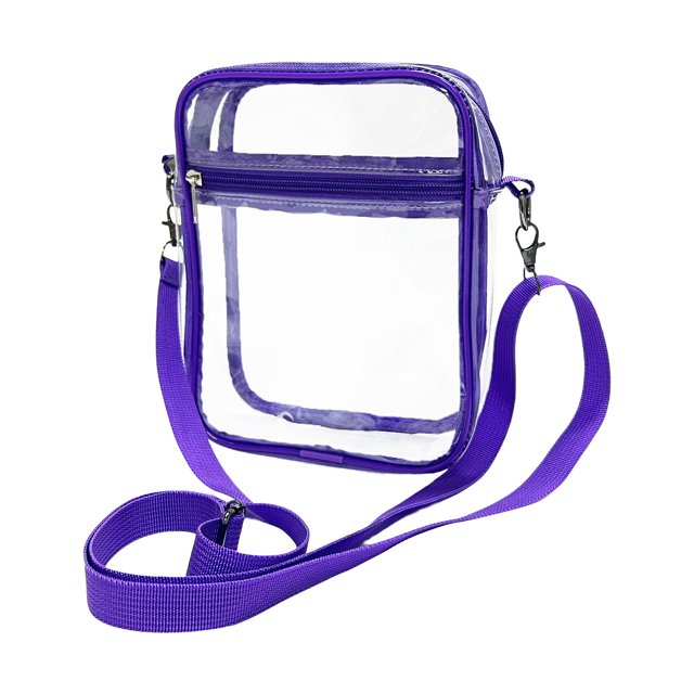 lionlar Clear Bag Stadium Approved Clear PVC Wallet Clear Shoulder Bag with Front Pocket Violet Large