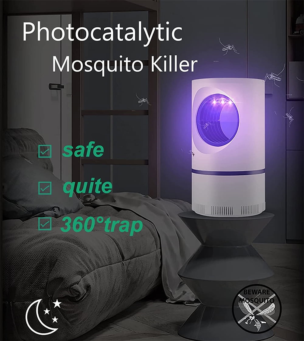 Casewin Electric Indoor Mosquito Trap, Mosquito Killer Lamp With USB Power Supply And Adapter, Suction Fan, No Zapper, Child Safe, Indoor Fly Killer, ABS Flame Retardant Material-White