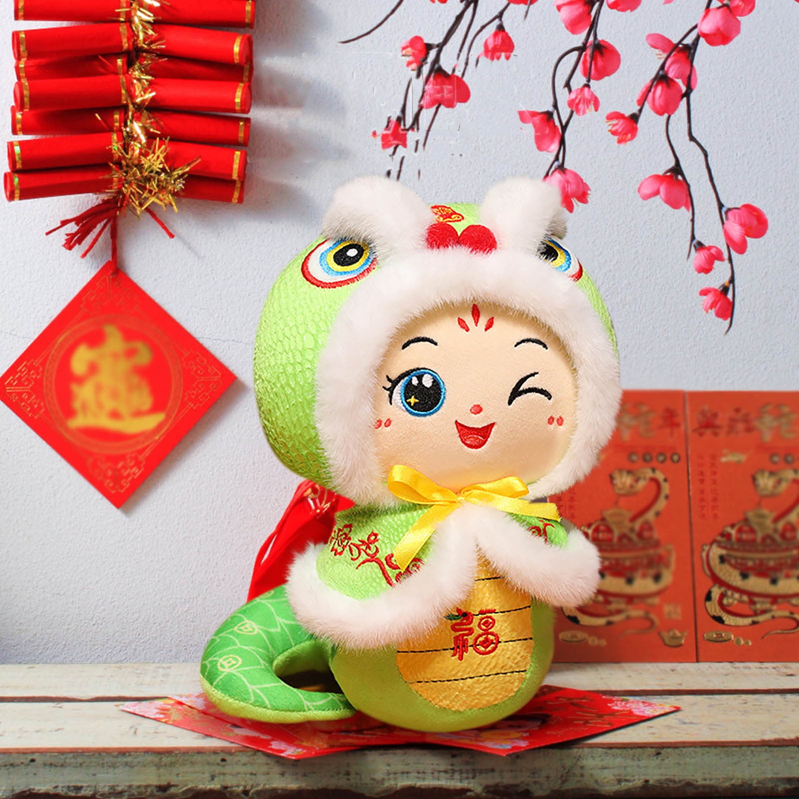 Pxyqht Cute Snake Year Doll Plush Toy for Babies,Auspicious Gift with Good Meaning for Newborns,Soft Cloth Doll for Decor and Playtime,Ideal Photography Prop
