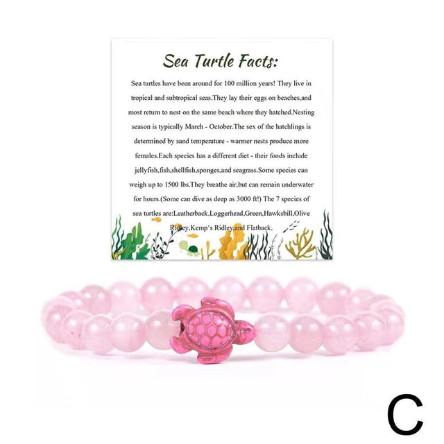 Ruifaya Pulsera Save The Turtle Energy Piedra natural Turquesa Joyería de tortuga Cuentas