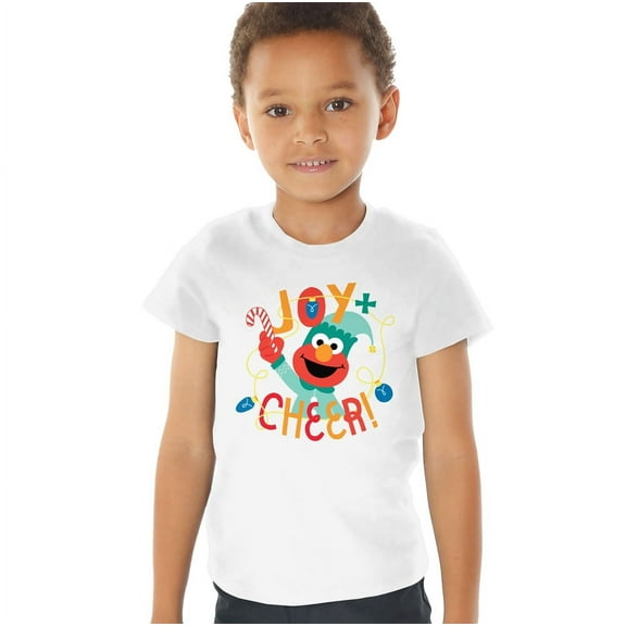 Sesame Street Christmas Joy And Cheer With Elmo Kids T Shirt (2) for Toddler Boys and Girls, White