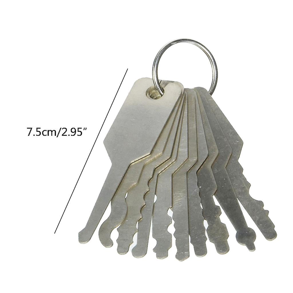 10Pcs Jiggler Keys Auto Car locks Etc Stainless Steel Lock Open Repair Keys Kit