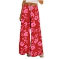 thumbnail image 2 of JUSLIO Womens Pants Casual Pockets Drawstring Comfortable Wide Leg Pants Red XL, 2 of 8