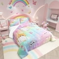 thumbnail image 2 of Erosebridal Rainbow Cat Full Bedding Sets , Cute Cat Comforter Set Teen Pastel Gradient Glitter Stars Cat Bed Comforter Sets Cartoon Animal Kitten Paw Quilt 2 Pillow Cases Colorful, 2 of 6