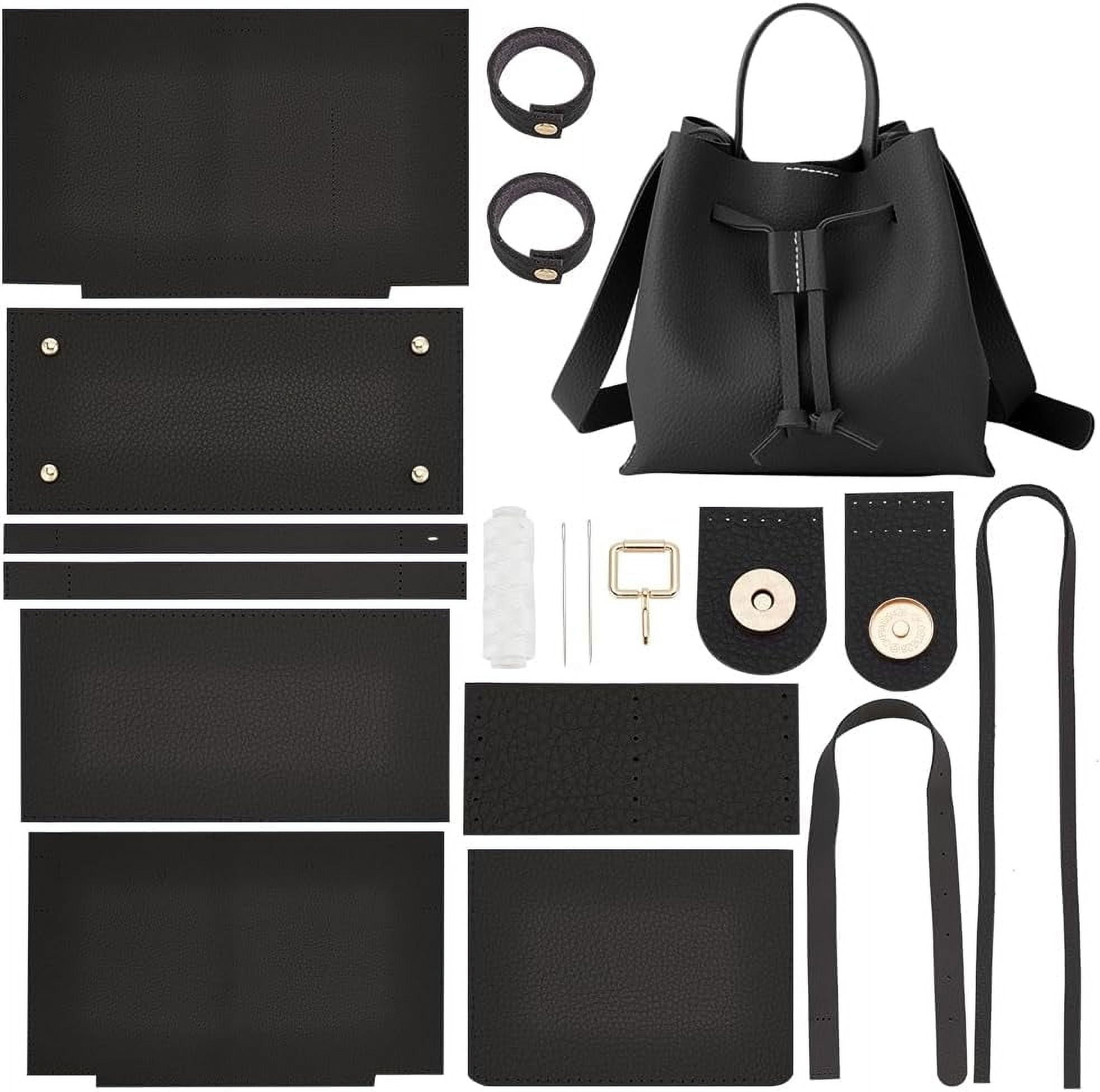 DIY Shoulder Bag Making Kits Imitation Leather Handmade Drawstring Bucket Bag Making All Materials Hand Sewing Handbag Making Set