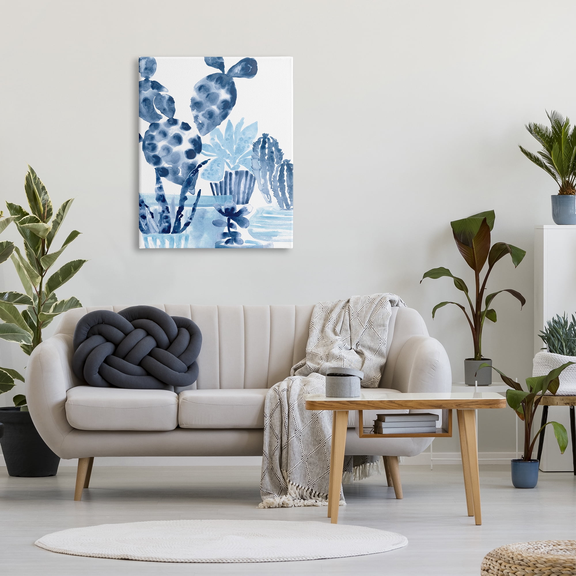 Stupell Industries Bold Blue Planted Cacti Indoor Plant Watercolor Painting, 30 x 40, Design by June Erica Vess