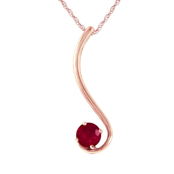 Galaxy Gold 14K Solid Rose Gold 14" Necklace with 0.55 Carat Natural Ruby, 14"-24" Sizes, July Birthstone, Symbol of Passion