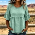 thumbnail image 2 of IMENGL Tops for Women Short Sleeve Casual Lady's Fringed Hairdo Round Neck Blouse Stylish Blouse Pants Loose Basic Women's Short Sleeve T Shirts,M-XXL, 2 of 5