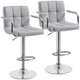 thumbnail image 3 of Yaheetech Set of 2 Adjustable Faux Leather Swivel Bar Stools With Backrests and Footrest, Light Gray, 3 of 7