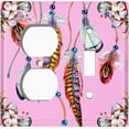 thumbnail image 4 of Metal Light Switch Plate Cover Beaded Feather Flower Strings Pink DRM012, 4 of 13