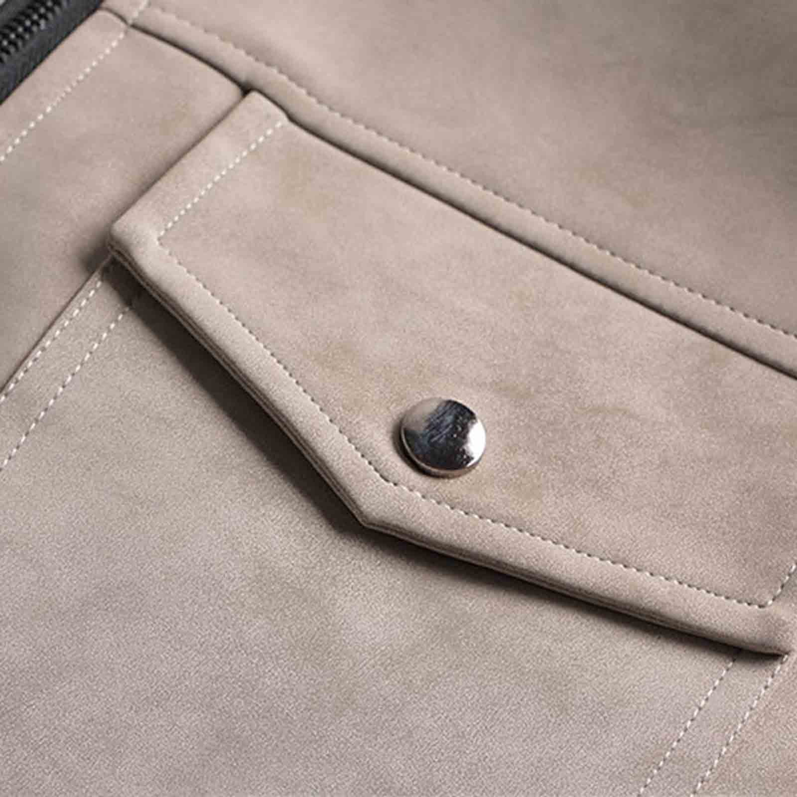 AnuYalue Mens Big and Tall Faux Leather Jacket Windproof Stand Collar Outerwear Fall Winter Warm Jackets Full Zip Long Sleeve Coat