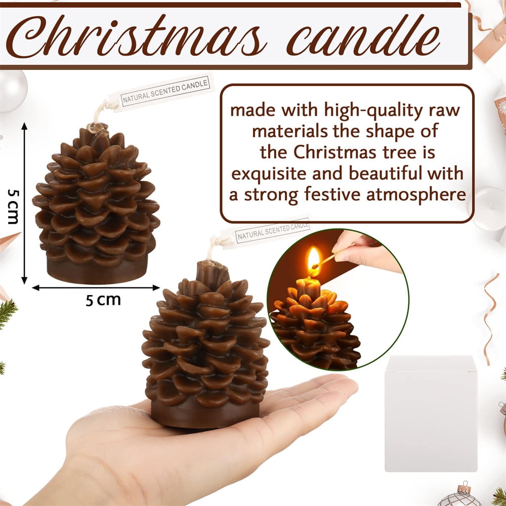 2 Pcs Christmas Pine Cone Candles - Christmas Scented Candles Gift Tree Shaped Candle for Home Aromatherapy Candles for Xmas Party, Size: 5×5×6cm, Red