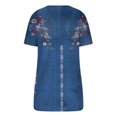 thumbnail image 4 of Clearance Low Scoop Neck Tunic Tops for Women Front Button-Up Short Sleeve Tee Floral Funny Tee Shirts Slim Fitted Tunic Blouses Comfort Casual T-Shirt Going Out Holiday Summer Clothes, 4 of 5