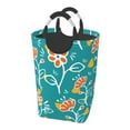 thumbnail image 2 of Waterproof Collapsible Laundry Hamper, Green Flower Graffiti Aluminum Handle Laundry Bag Storage Basket, 50L, 2 of 6