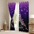 thumbnail image 3 of jejeloiu Kawaii Butterfly Blackout Curtains Set of 2 (52x84 Each),Eiffel Tower Window Curtains,Pink Purple Black Curtains and Drapes For Girls Teens,Luxury Bedroom Decor, 3 of 6