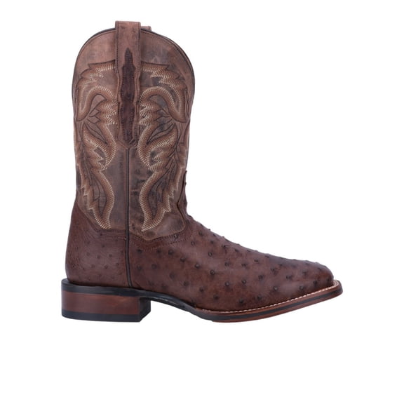Dan Post Men's Alamosa Full Quill Ostrich Western Boot Broad Square Toe Chocolate 14 D(M) US