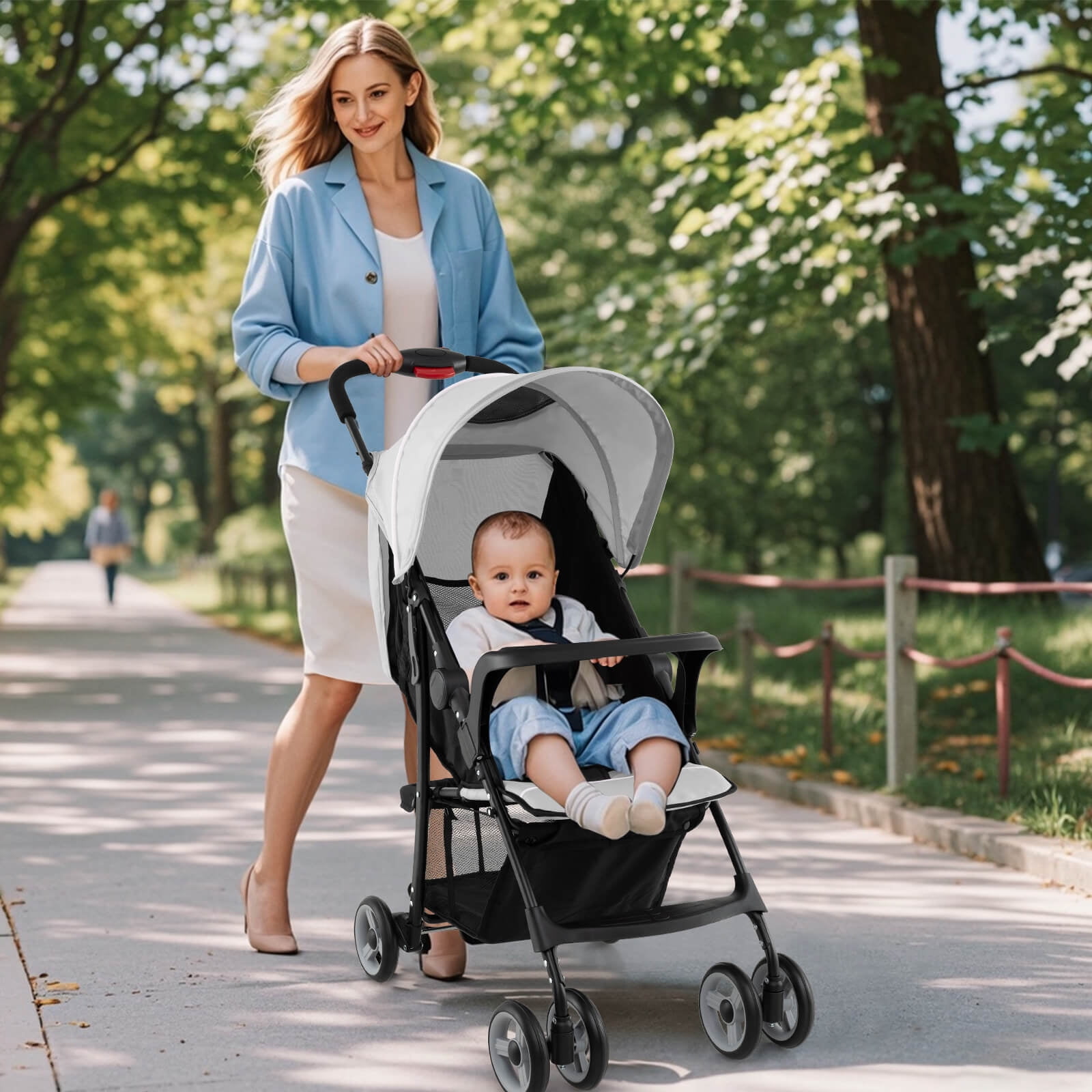 Infans Foldable Lightweight Baby Stroller Kids Travel Pushchair 5-Point Safety System