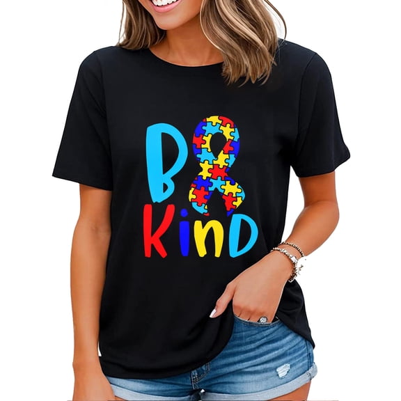 Be Kind Autism Awareness Women Shirt World Autism Awareness Day Premium T-Shirt Black 3X-Large