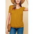 thumbnail image 4 of Made by Johnny Women's Scoop Neck Short Sleeve Pleated Front Blouse Tunic Top XXL MUSTARD, 4 of 6