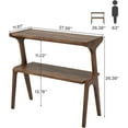 thumbnail image 2 of Tribesigns Rustic Brown Farmhouse End Table, 2-Tier Narrow Wood Side Table with Storage Shelves and Solid Wood Legs, Slim Sofa Table or Bedside Nightstand, 2 of 5