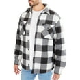 thumbnail image 2 of Men's Smith's Workwear Sherpa-Lined Plaid Microfleece Shirt Jacket Color: White Black Size: XXL, 2 of 5