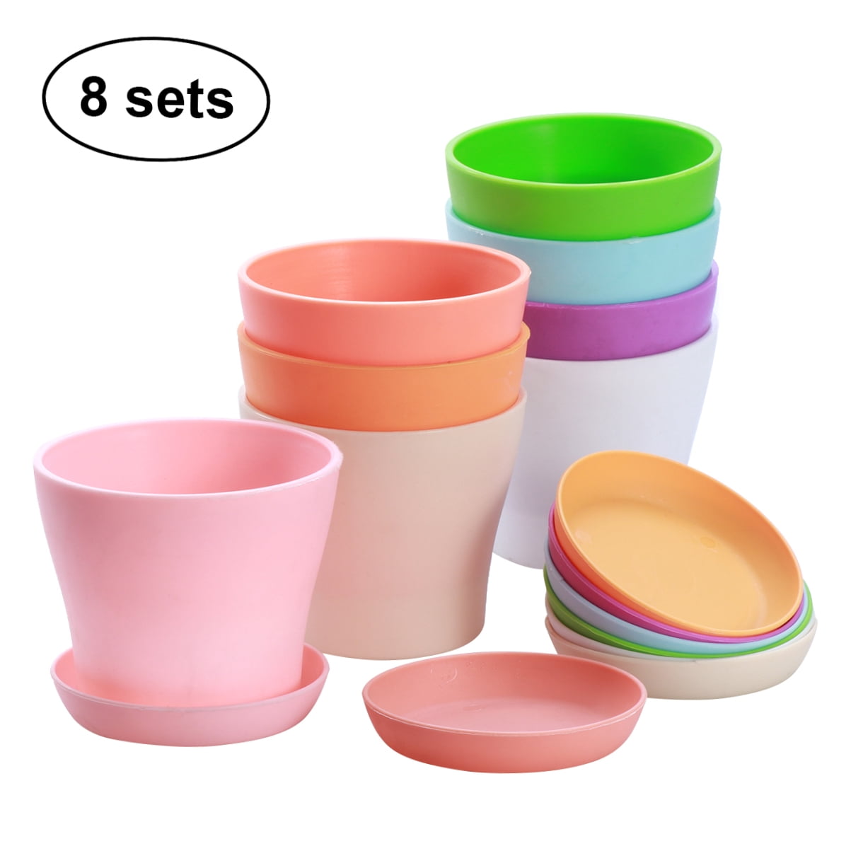 Masteelf  8 PCS Plastic Garden Planters Decorative Flower Pot Pots for Indoor Plants