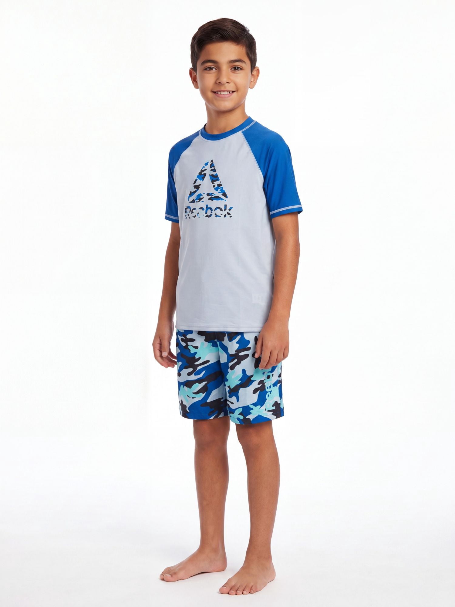 Reebok Boys Short Sleeve Rashguard with UPF 50+ Protection, Sizes 4-18