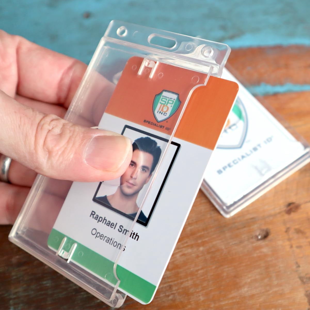 Bulk 50 Pack - Crystal Clear Heavy Duty Badge Holder - Vertical Hard Plastic ID Badge Holder for Badges - Rigid Case Single I'd Protector Access Card Holder for Lanyards, Clips & Reels - Specialist ID