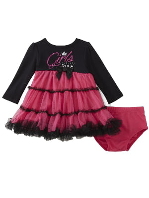 Freshly Squeezed Infant Baby Girls I Woke Up Like This Black & Pink Ruffle Coverall Outfit