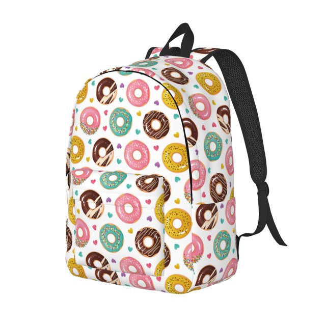 Easygdp Colorful Donuts Mochila de Lona Resistente para Laptop, Compatible con Laptops de 15 a 17 pulgadas, Ideal para Escuela, Trabajo y Viajes-Medium