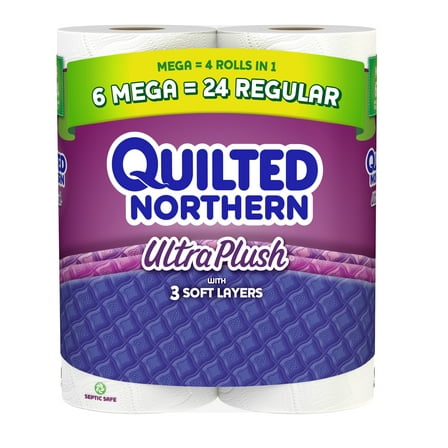 Quilted Northern Ultra Plush Toilet Paper, 6 Mega Rolls