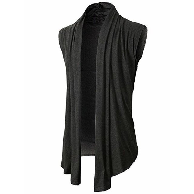 SHIXIAOO Solid Color Personality Solid Color Fashion Men's Sleeveless Knitted Cardigan Mens Cardigan Sweaters V Neck Open Hooded Cardigan Men