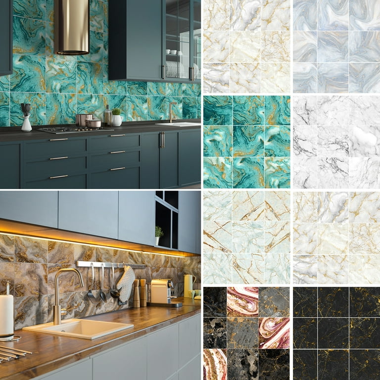 Tile Stickers Tiles for Kitchen/bathroom Back Splash Floor Decals