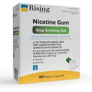 Rising Health - Nicotine Polacrilex Coated Gum 2 mg (Nicotine), Coated Mint Flavor, Stop Smoking Aid; Quit Smoking with Nicotine Gum, 100 Count (2mg)