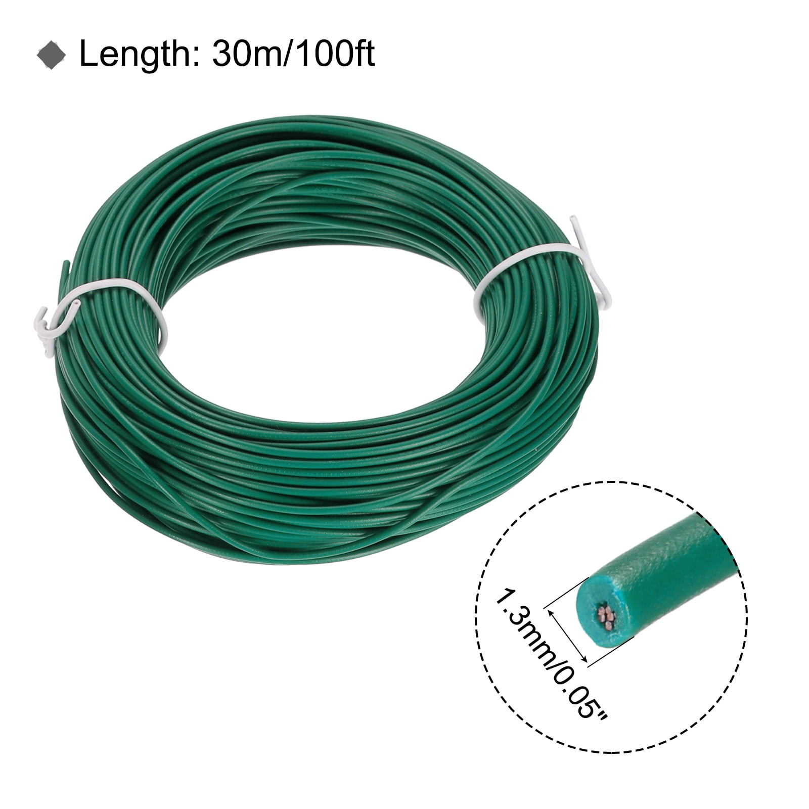 UL1007 26AWG Gauge Stranded Hook-Up Wires, Electrical Wire Tinned Copper Wire 30m/100ft Green