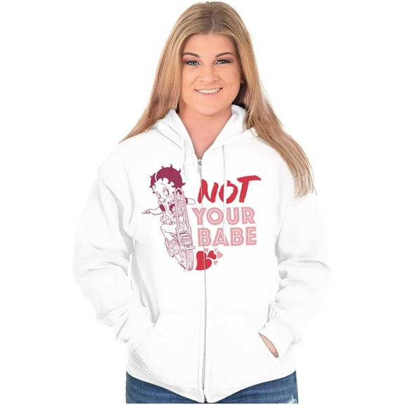 Betty Boop Biker Not Your Babe Zip Hoodie Sweatshirt Women Brisco Brands S