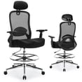 thumbnail image 4 of JONPONY Ergonomic Tall Drafting Chair 500Lbs, Mesh Executive Tall Office Chair, High Back Standing Desk Chair with Adjustable Headrest, Back, Arm & Foot Ring, LightBlack, 4 of 12