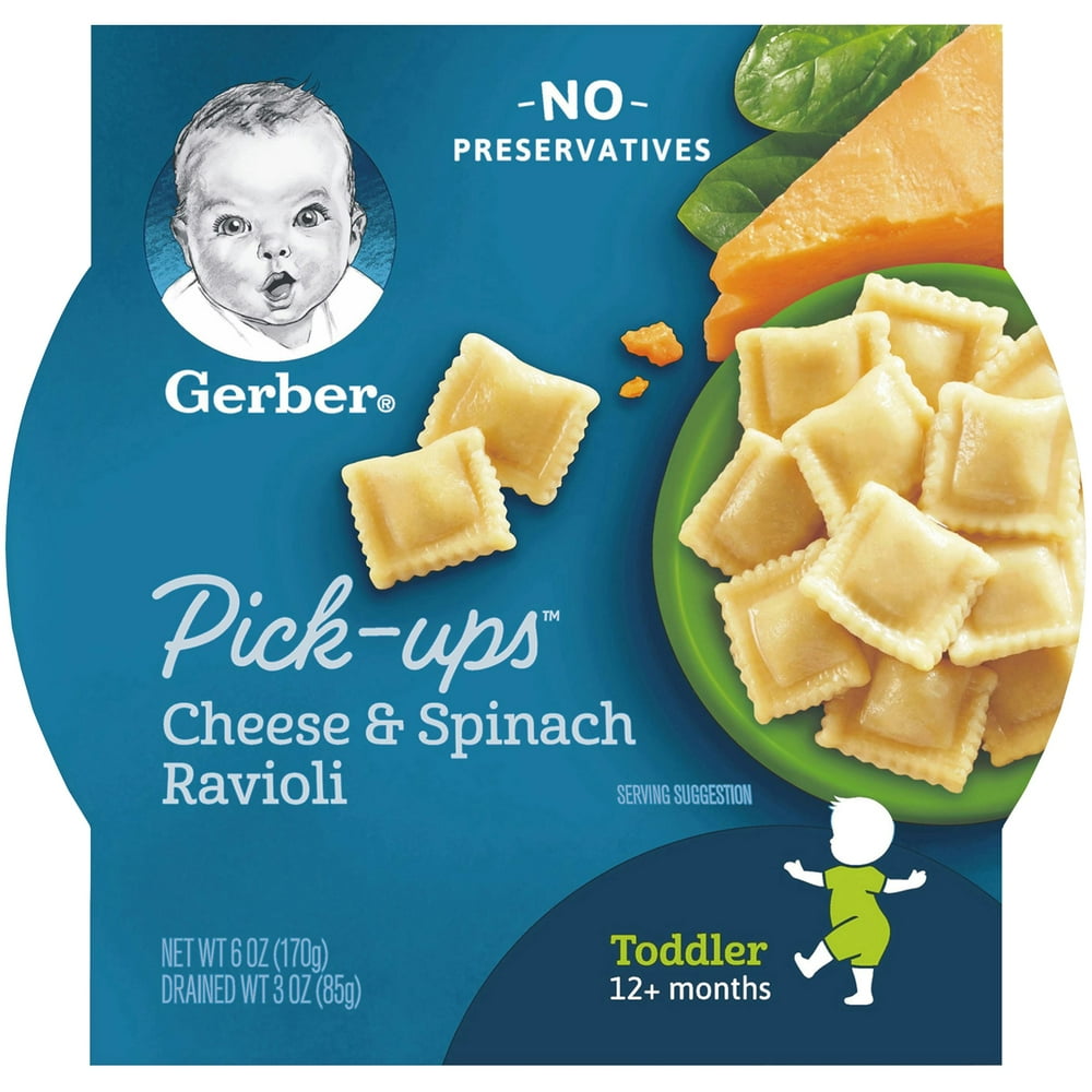 Gerber Toddler Baby Food, Cheese & Spinach Ravioli, 6 oz Tray Walmart