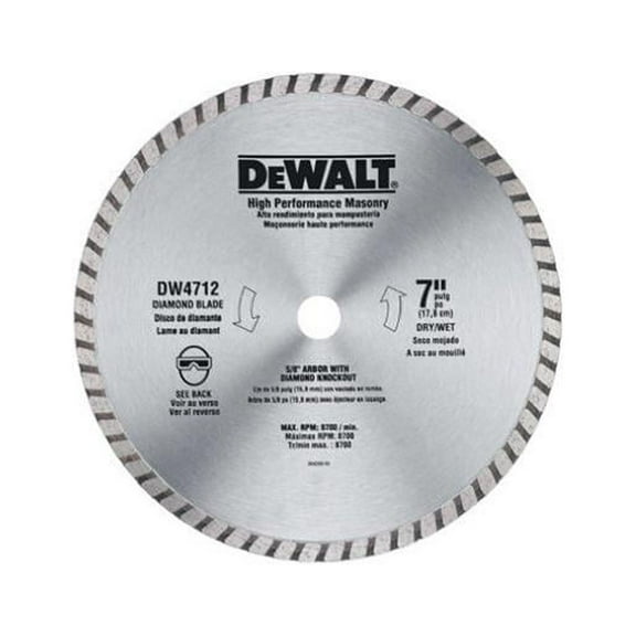 DEWALT DW4712 High Performance 7-Inch Dry/Wet Cutting Continuous Rim Diamond Saw Blade for Block and Brick