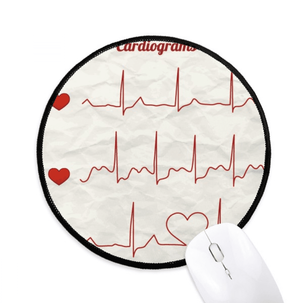 Electrocardiogram Heart Design Mouse Pad Desktop Office Round Mat for