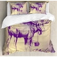 thumbnail image 3 of Moose Duvet Cover Set Twin Size, Hipster Deer with Shade Sunglasses and Camera Vintage Ombre Design Funny Animal Art, Decorative 2 Piece Bedding Set with 1 Pillow Sham, Purple Beige, by Ambesonne, 3 of 3